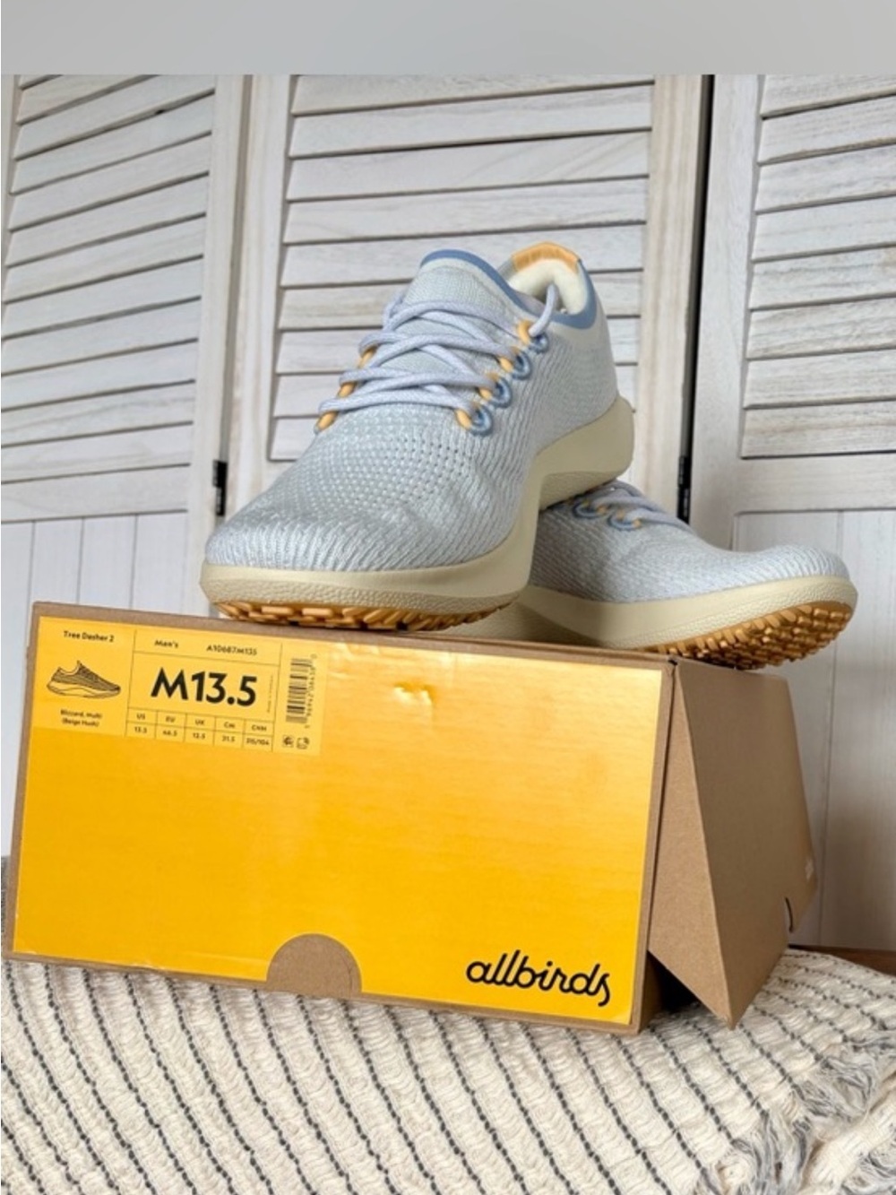 Allbirds Tree Dasher 2 Men’s Size 13.5 Beige Hush Running Shoes Machine Washable